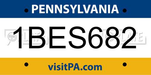 1BES682 Pennsylvania License Plate