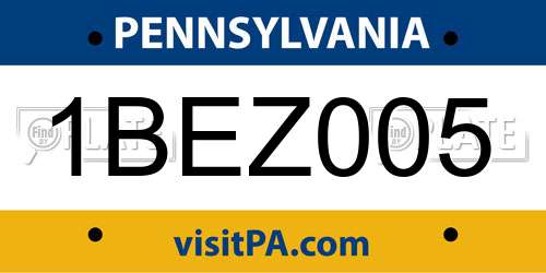 1BEZ005 Pennsylvania License Plate