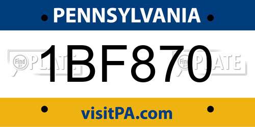1BF870 Pennsylvania License Plate