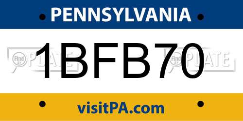1BFB70 Pennsylvania License Plate