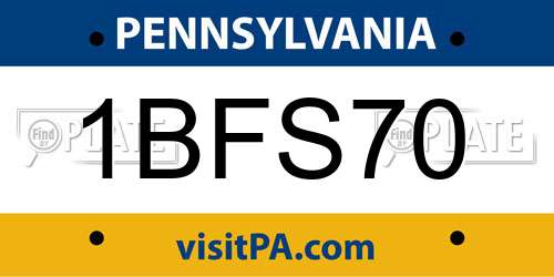 1BFS70 Pennsylvania License Plate