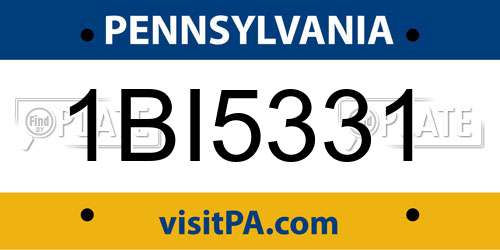 1BI5331 Pennsylvania License Plate