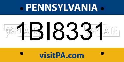 1BI8331 Pennsylvania License Plate
