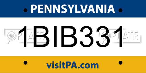 1BIB331 Pennsylvania License Plate