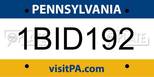 1BID192 Pennsylvania License Plate