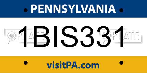 1BIS331 Pennsylvania License Plate