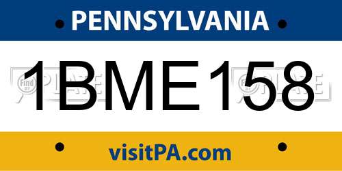 1BME158 Pennsylvania License Plate