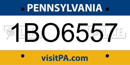 1BO6557 Pennsylvania License Plate