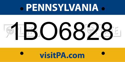 1BO6828 Pennsylvania License Plate