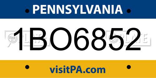 1BO6852 Pennsylvania License Plate
