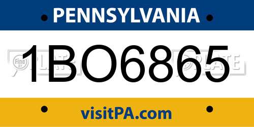 1BO6865 Pennsylvania License Plate