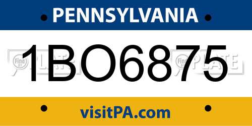 1BO6875 Pennsylvania License Plate