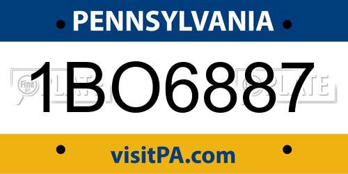 1BO6887 Pennsylvania License Plate