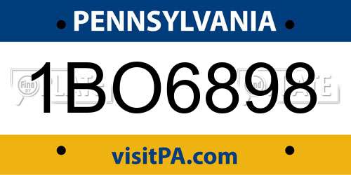 1BO6898 Pennsylvania License Plate