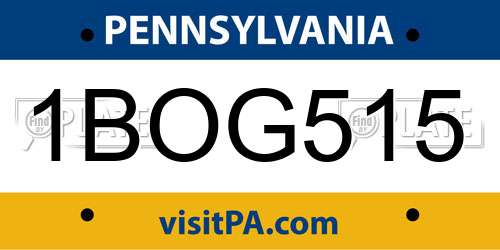 1BOG515 Pennsylvania License Plate
