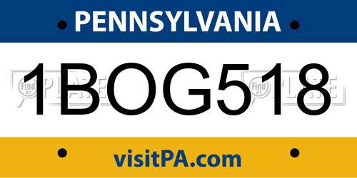 1BOG518 Pennsylvania License Plate