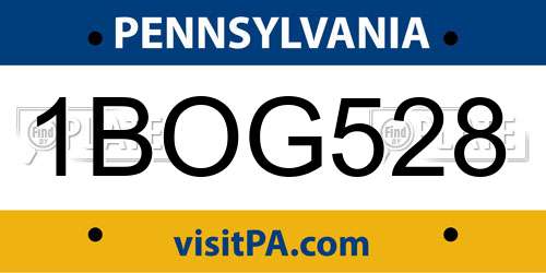 1BOG528 Pennsylvania License Plate