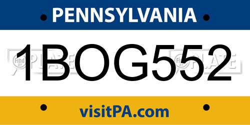 1BOG552 Pennsylvania License Plate