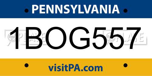 1BOG557 Pennsylvania License Plate