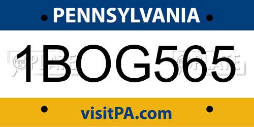 1BOG565 Pennsylvania License Plate
