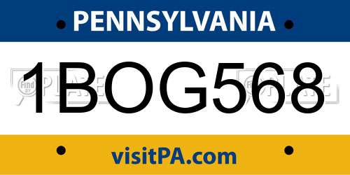 1BOG568 Pennsylvania License Plate