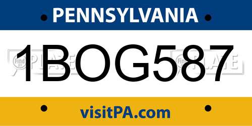 1BOG587 Pennsylvania License Plate