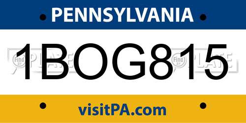 1BOG815 Pennsylvania License Plate