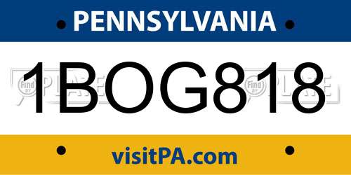 1BOG818 Pennsylvania License Plate