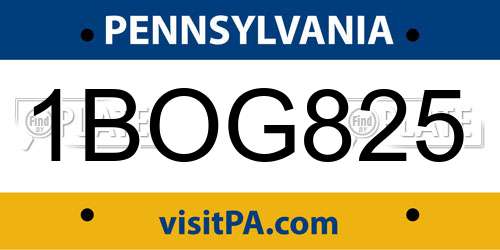 1BOG825 Pennsylvania License Plate