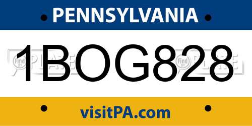 1BOG828 Pennsylvania License Plate