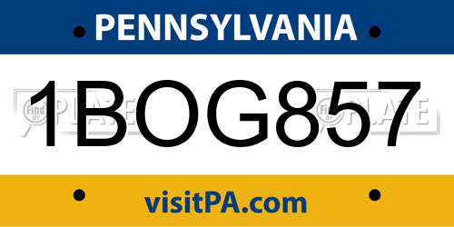 1BOG857 Pennsylvania License Plate
