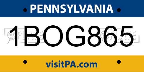 1BOG865 Pennsylvania License Plate