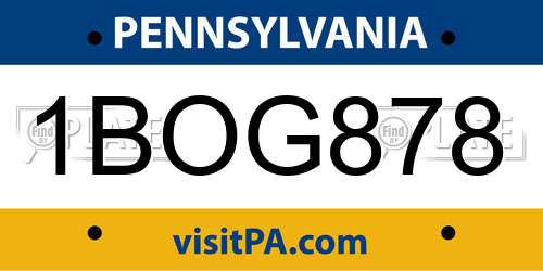 1BOG878 Pennsylvania License Plate