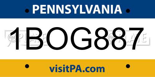 1BOG887 Pennsylvania License Plate