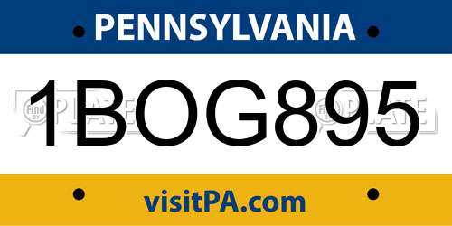1BOG895 Pennsylvania License Plate