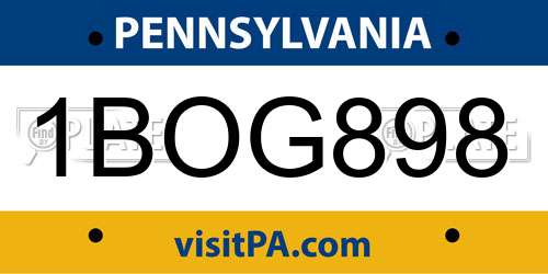 1BOG898 Pennsylvania License Plate