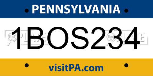 1BOS234 Pennsylvania License Plate