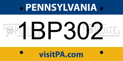 1BP302 Pennsylvania License Plate