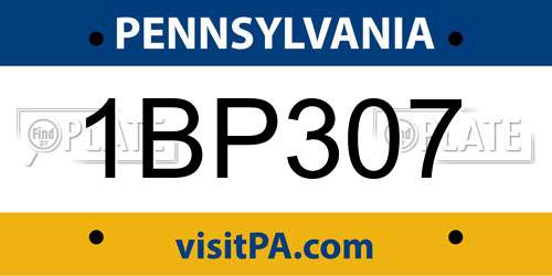 1BP307 Pennsylvania License Plate