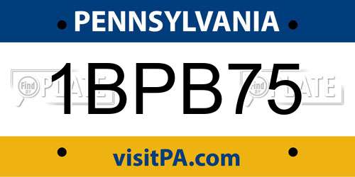 1BPB75 Pennsylvania License Plate