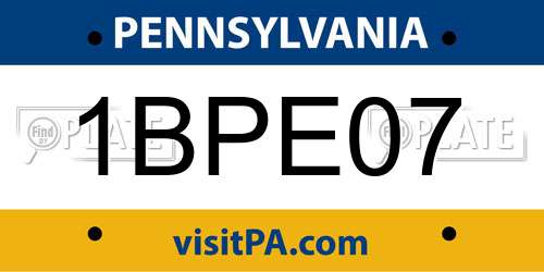 1BPE07 Pennsylvania License Plate