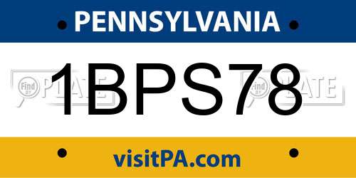 1BPS78 Pennsylvania License Plate