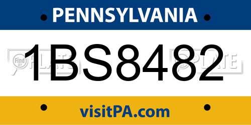 1BS8482 Pennsylvania License Plate
