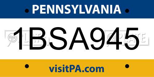 1BSA945 Pennsylvania License Plate