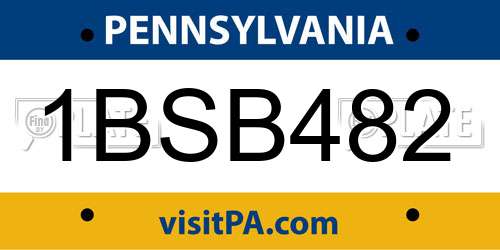 1BSB482 Pennsylvania License Plate