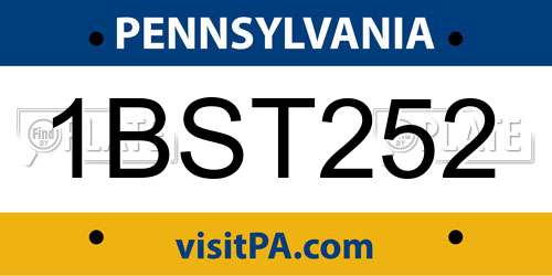 1BST252 Pennsylvania License Plate
