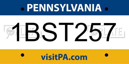1BST257 Pennsylvania License Plate