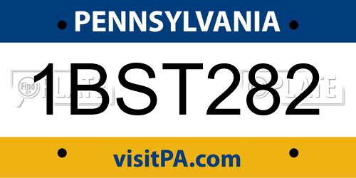 1BST282 Pennsylvania License Plate