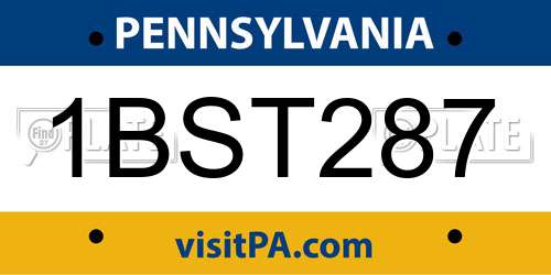 1BST287 Pennsylvania License Plate