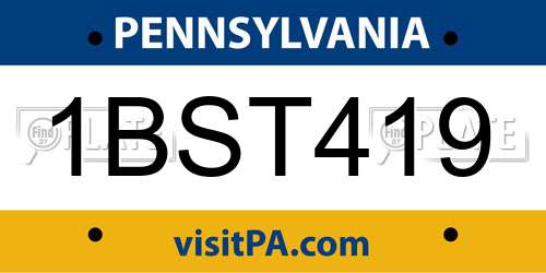 1BST419 Pennsylvania License Plate